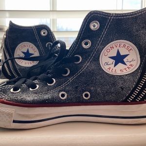 Black/Silver Custom Converse Sneakers